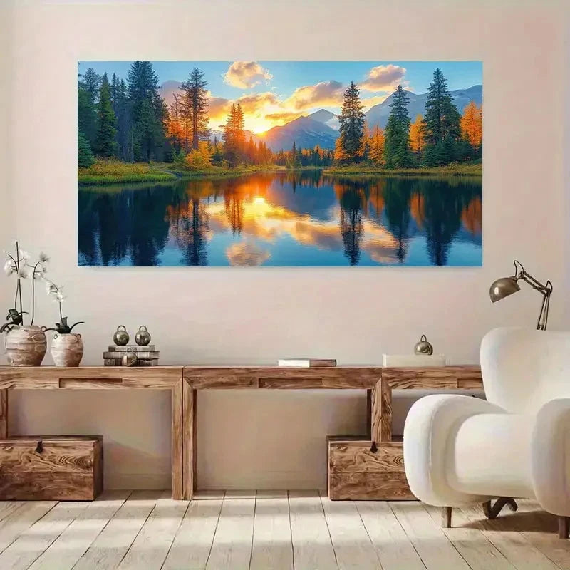 Featuring Modern Classic Forest Wall Art Canvas Office Home Room Framed 120x60cm
