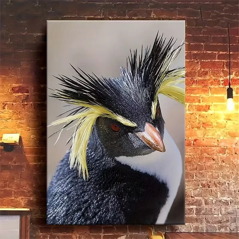 Distinctive Black & Yellow Spiky Feathers Metal Print Ready to Hang