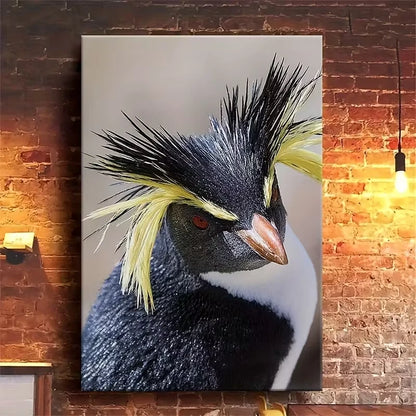 Distinctive Black & Yellow Spiky Feathers Metal Print Ready to Hang