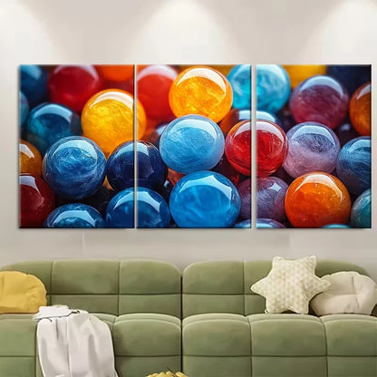 3pcs Colorful Marbles Metal Print Ready to Hang Art - Bella Home Decor