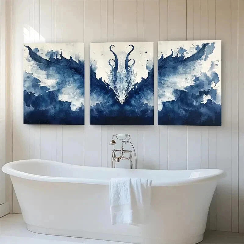 3pcs Fierce Dragon Fantasy Abstract Perfect Wall Art Set Canvas Framed 40x60cm - High Quality Print 100% Australian Made Wall Canvas Ready to Hang - Bella Home Decor