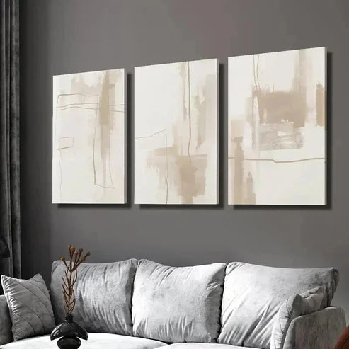 3pcs Abstract Geometric Golden Line Outline Wall Art Set Canvas Unframed - High Quality Print 100% Australian Made Wall Canvas