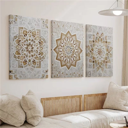 3pcs Arabic Script Decor Paintings Wall Art Set Canvas Framed 40x60cm - High Quality Print 100% Australian Made Wall Canvas Ready to Hang - Bella Home Decor
