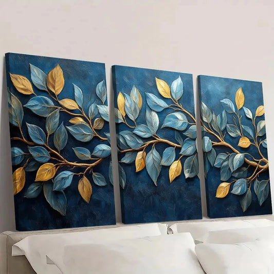3pcs William Morris Willow Bough Floral Design Wall Art Set Canvas Framed 40x60cm - High Quality Print 100% Australian Made Wall Canvas Ready to Hang