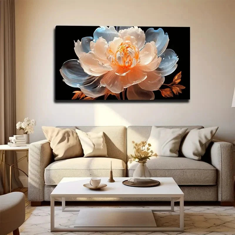 Vibrant Yellow & White Wall Art Canvas Office Home Room Framed 120x60cm