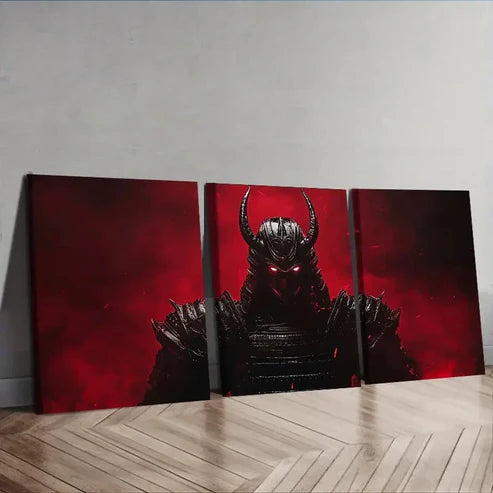 3pcs Crimson Warrior with Black Horns  Wall Art Set Canvas Unframed - High Quality Print 100% Australian Made Wall Canvas - Bella Home Decor