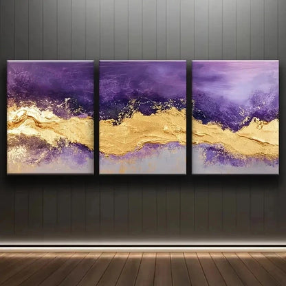 3pcs Vibrant Combination Of Purple Wall Art Set Canvas Framed 50x70cm - High Quality Print 100% Australian Made Wall Canvas Ready to Hang