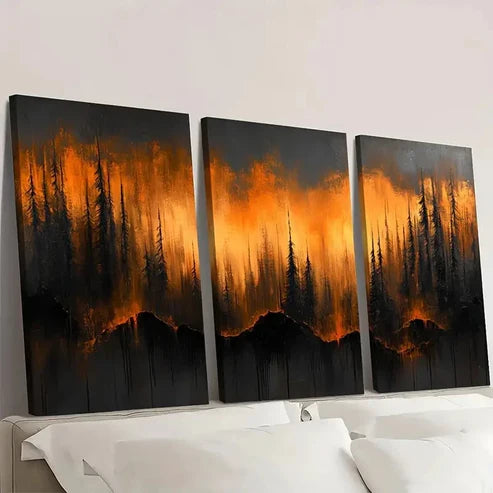 3pcs Brown & Black Textured Minimalist Wall Art Canvas Unframed – High Quality Print 100% Australian Made Wall Canvas