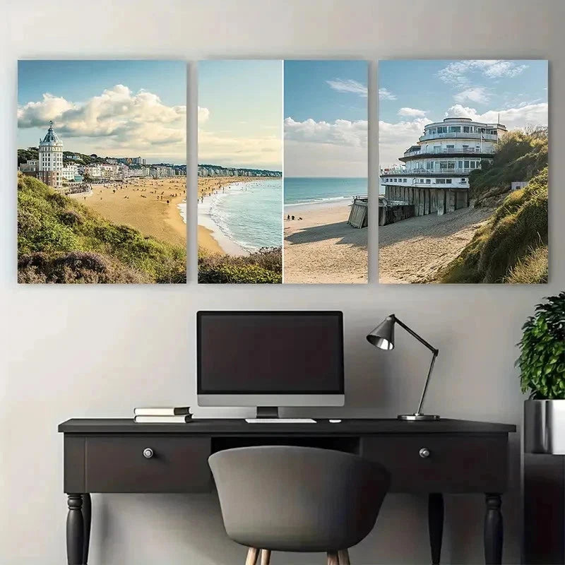 3pcs Bournemouth Coastal Landscape Perfect Wall Art Set Canvas Framed 60x90cm - High Quality Print 100% Australian Made Wall Canvas Ready to Hang - Bella Home Decor