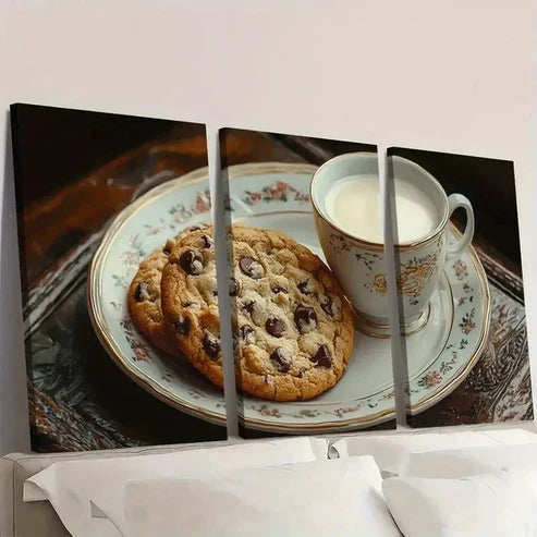 3pcs Milk and Cookies  Wall Art Set Canvas Unframed – High Quality Print, 100% Australian Made Wall Canvas - Bella Home Decor