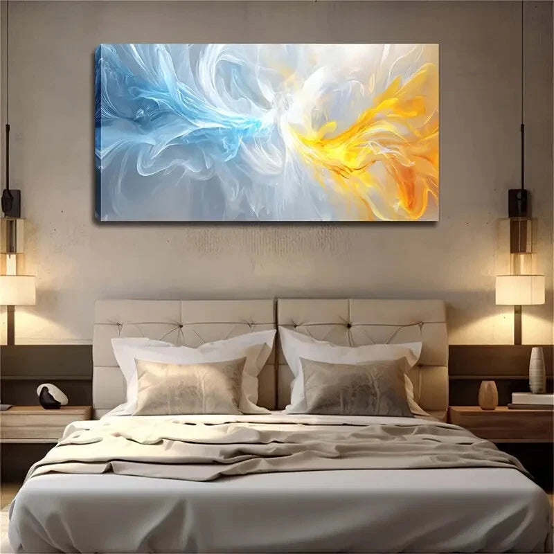 Two Colors Interwoven Flowers Wall Art Canvas Office Home Room Framed 120x60cm - Bella Home Decor