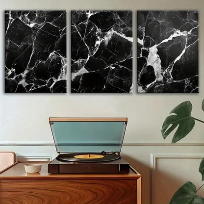 3pcs Black Marble Texture Series Modern Perfect Wall Art Set Canvas Framed 40x60cm - High Quality Print 100% Australian Made Wall Canvas Ready to Hang - Bella Home Decor