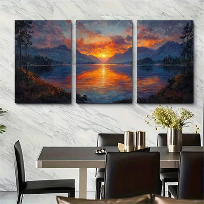 3pcs The Trossachs Loch Lomond Impasto Perfect Wall Art Set Canvas Framed 40x60cm - High Quality Print 100% Australian Made Wall Canvas Ready to Hang