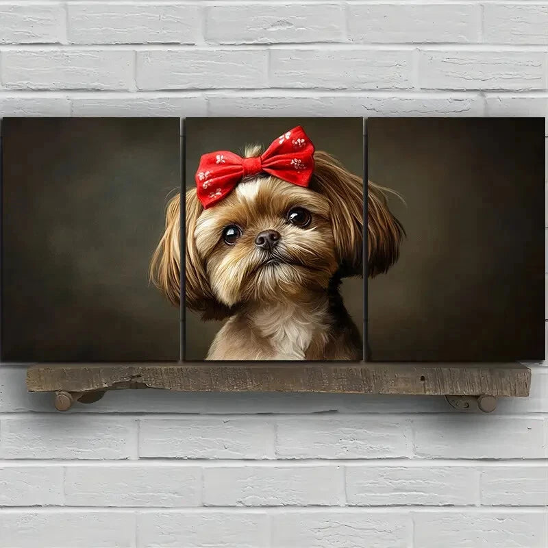 3pcs Wearing a Bow Tie Cutest Dog Metal Print Ready to Hang Art - Bella Home Decor