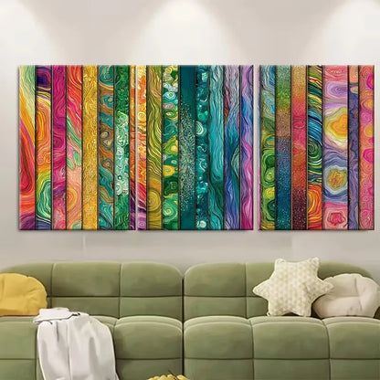 3pcs Vibrant Multicolor Maximalist Metal Print Ready to Hang Art
