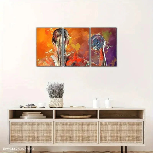 3pcs Girl Print Sports Art Poster Gym Mural Metal Print Ready to Hang Art
