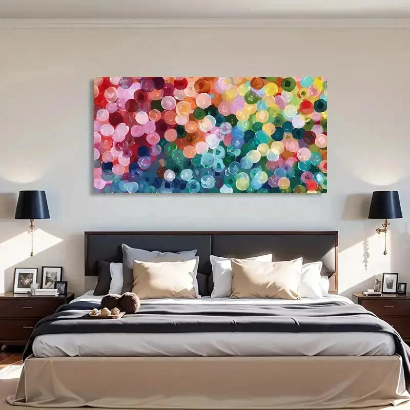 Colorful Bubbles World Circles Wall Art Canvas Office Home Room Framed 120x60cm - Bella Home Decor
