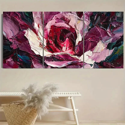 3pcs Rose Flower Thick Layered Luxury Art Wall Art Set Canvas Framed 40x60cm - High Quality Print 100% Australian Made Wall Canvas Ready to Hang