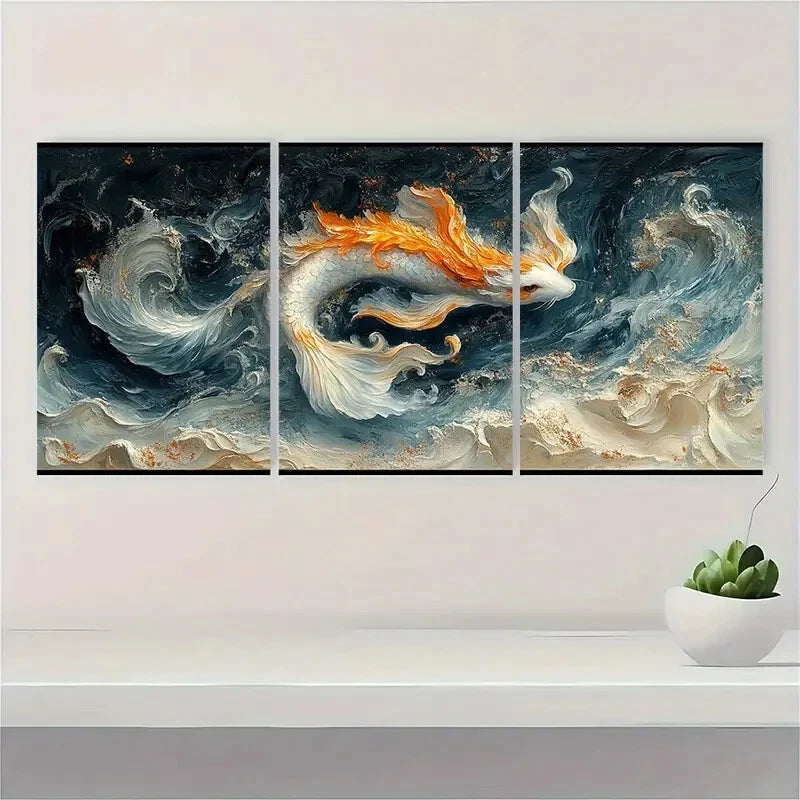 3pcs Tails of the Sea Fine Art Print Animal Art Metal Print Ready to Hang Art - Bella Home Decor