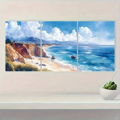 3pcs Big Sur Coastline Seascape Art Print Set Metal Print Ready to Hang Art - Bella Home Decor