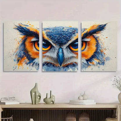 3pcs Blue Orange Black White Gray Large Eye Metal Print Ready to Hang Art - Bella Home Decor