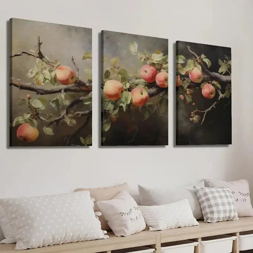 3pcs Vintage Apple Tree Wall Art Set Canvas Unframed - High Quality Print 100% Australian Made Wall Canvas