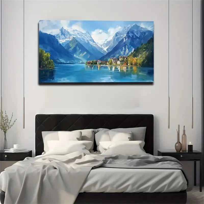 Lakeside House Bring Wall Art Canvas Office Home Room Framed 120x60cm