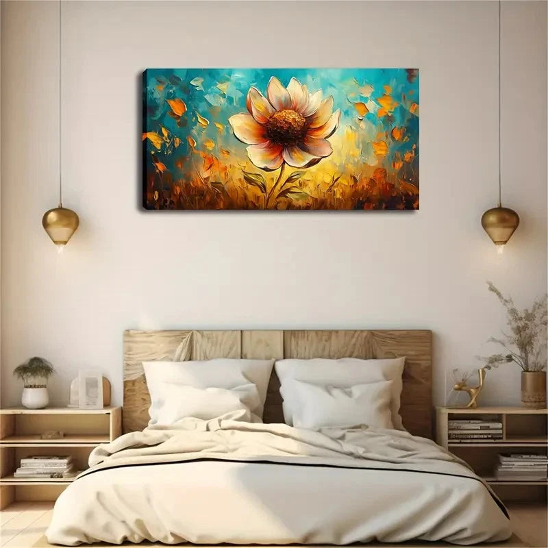 A Blooming Petal Color Dark Wall Art Canvas Office Home Room Framed 120x60cm