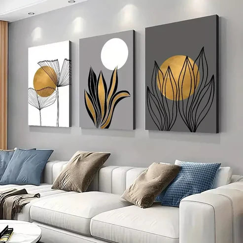 3pcs Bohemian & Modern Geometric Wall Art Set Canvas Unframed - High Quality Print 100% Australian Made Wall Canvas - Bella Home Decor