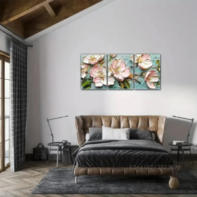 3pcs Abstract Style Art Wall Decor Floral Metal Print Ready to Hang Art - Bella Home Decor