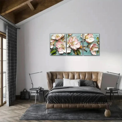 3pcs Abstract Style Art Wall Decor Floral Metal Print Ready to Hang Art - Bella Home Decor