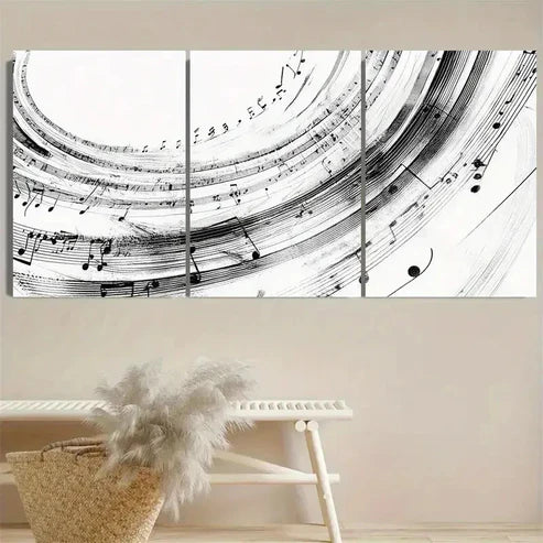 3pcs Lines And Musical Notes Wall Art Set Canvas Unframed - High Quality Print 100% Australian Made Wall Canvas - Bella Home Decor