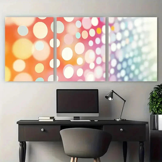 3pcs Abstract Polka Dot Pastel Pattern Metal Print Ready to Hang Art