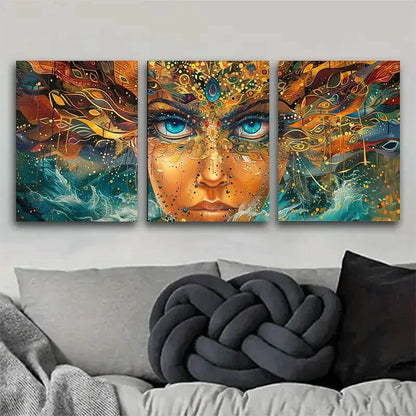 3pcs Colorful Abstract Face Intricate Perfect Wall Art Set Canvas Framed 40x60cm - High Quality Print 100% Australian Made Wall Canvas Ready to Hang - Bella Home Decor