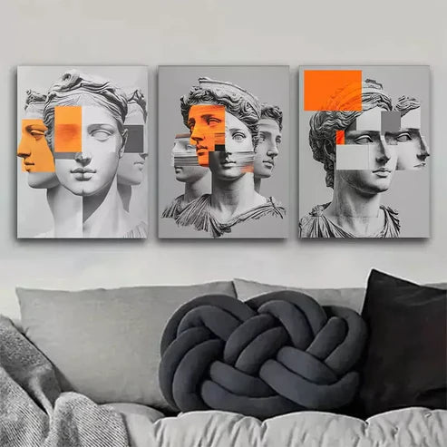 3 PCS Modern Artistic Statue Portrait Wall Art Set Canvas Unframed - High Quality Print 100% Australian Made Wall Canvas