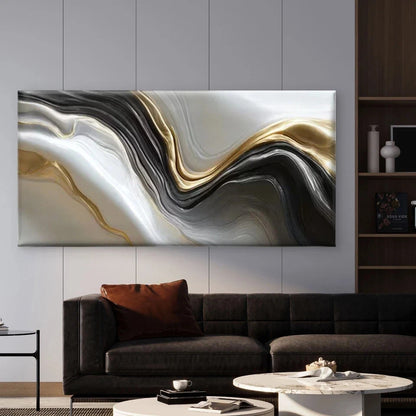 Abstract Golden Leaf Wall Art Canvas Office Home Room Framed 120x60cm