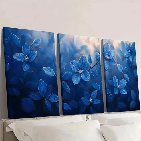 3pcs Blue Pellaea Canvas Print Blue NB Wall Art Set Canvas Unframed - High Quality Print 100% Australian Made Wall Canvas - Bella Home Decor