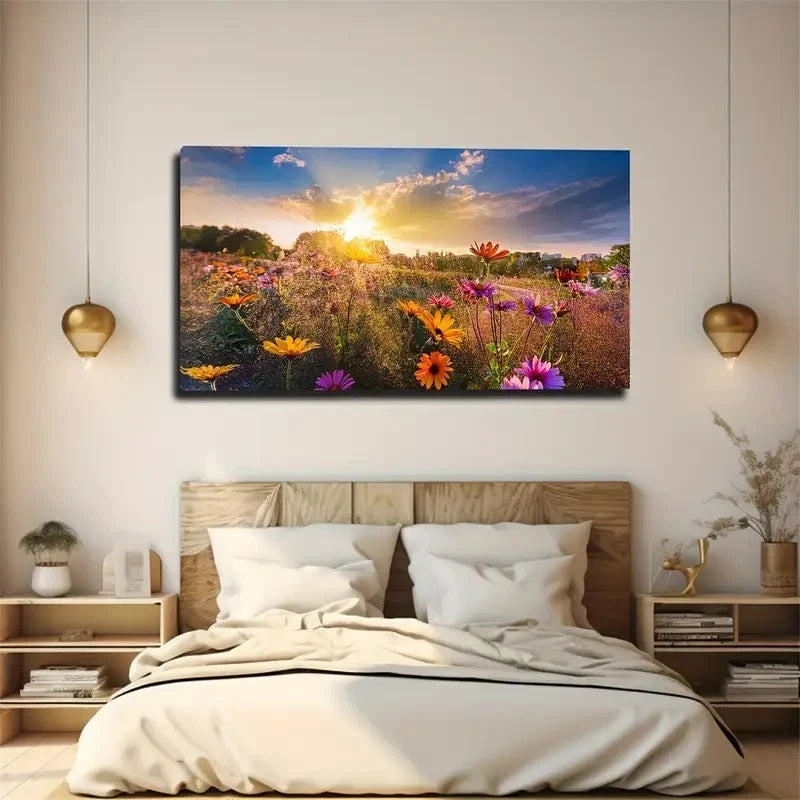 Blooming Wild Chrysanthemum Wall Art Canvas Office Home Room Framed 120x60cm