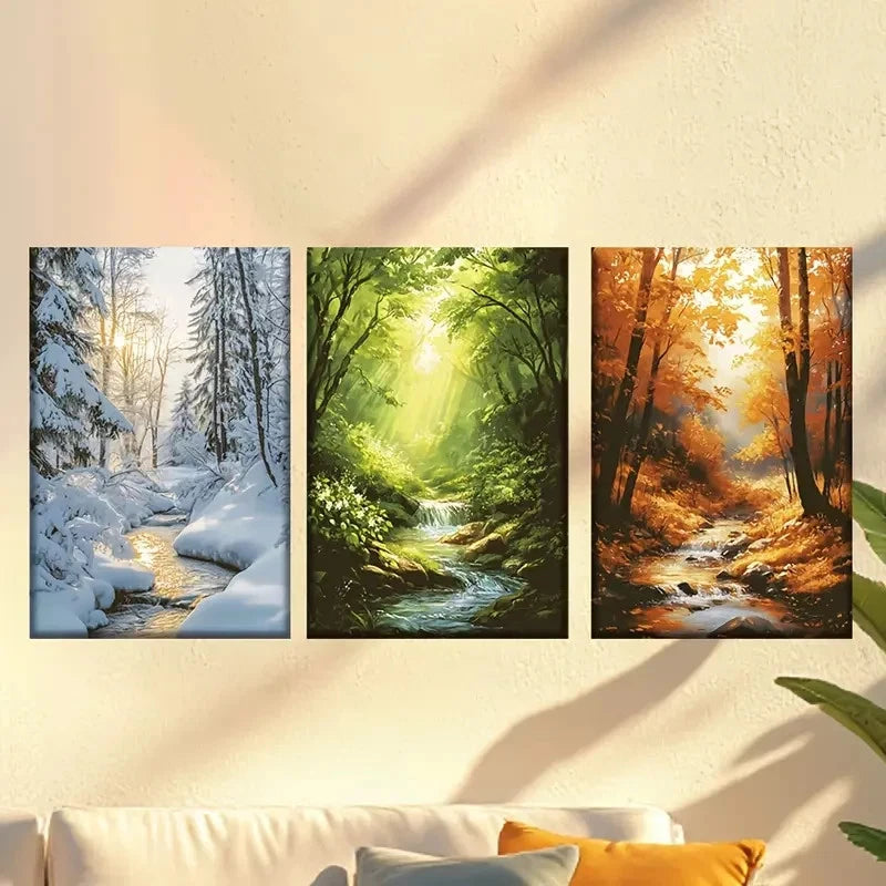 3pcs Encaustic Painting, Portrait, Summer Wood Wall Art Set Canvas Framed 40x60cm - High Quality Print 100% Australian Made Wall Canvas Ready to Hang