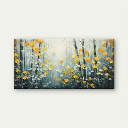 Yellow Leaves Gray Wall Art Canvas Office Home Room Framed 120x60cm
