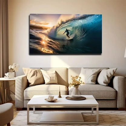Scene With Ocean Waves Wall Art Canvas Office Home Room Framed 120x60cm