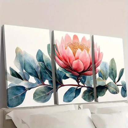 3pcs Protea Flower Spring Artwork TY  Wall Art Set Canvas Unframed - High Quality Print 100% Australian Made Wall Canvas - Bella Home Decor