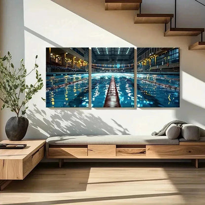 3pcs Indoor Swimming Pool Architecture Wall Art Set Canvas Framed 40x60cm - High Quality Print 100% Australian Made Wall Canvas Ready to Hang