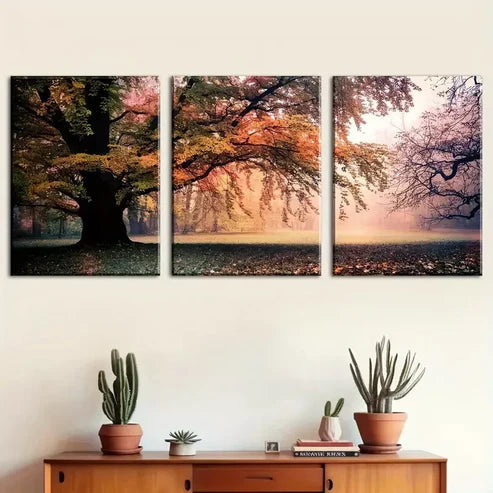 3pcs Forest Sunrise Morning Scenery Wall Art Canvas Unframed - High Quality Print 100% Australian Made Wall Canvas - Bella Home Decor