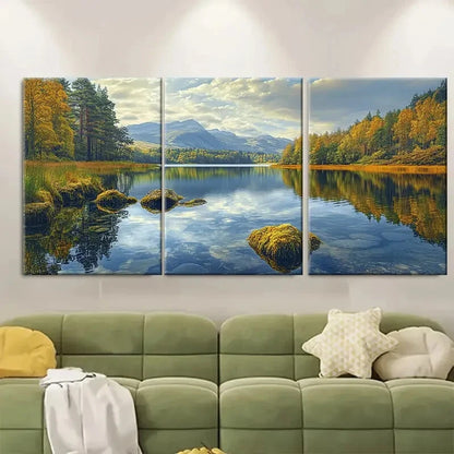 3pcs Lake Nature Scenery Mountain Metal Print Ready to Hang Art - Bella Home Decor