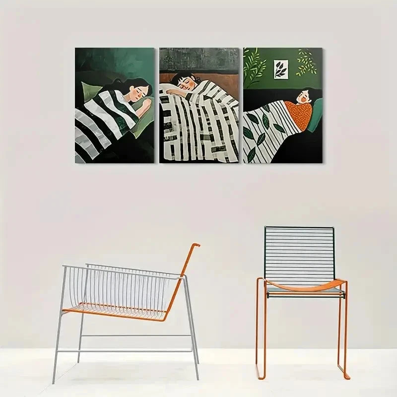 3pcs Abstract Restful Aesthetic Metal Print Ready to Hang Art - Bella Home Decor