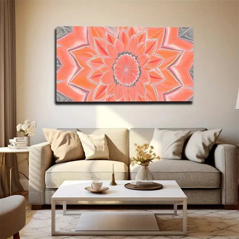 Mysterious Floral Design Pink Wall Art Canvas Office Home Room Framed 120x60cm
