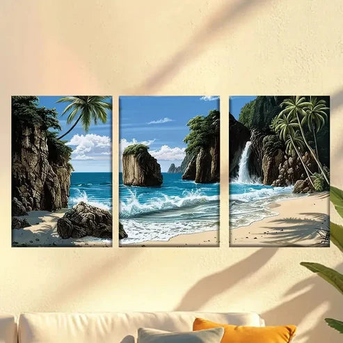 3pcs Summer island Wall Art Set Canvas Unframed - High Quality Print 100% Australian Made Wall Canvas