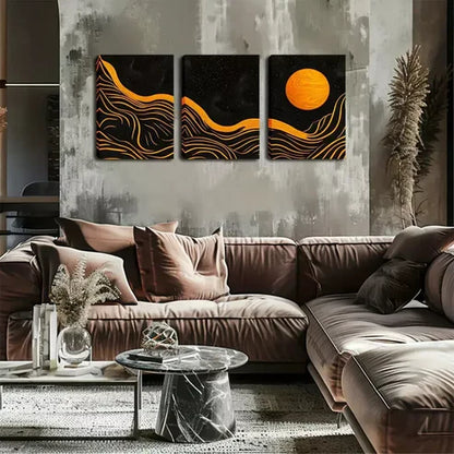 3pcs Abstract Moon, Mountain Wall Art Canvas Unframed - High Quality Print 100% Australian Made Wall Canvas - Bella Home Decor