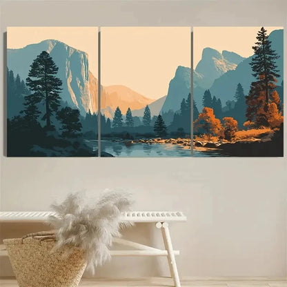 3pcs Kings Canyon National Park Wall Art Set Canvas Framed 50x70cm - High Quality Print 100% Australian Made Wall Canvas Ready to Hang